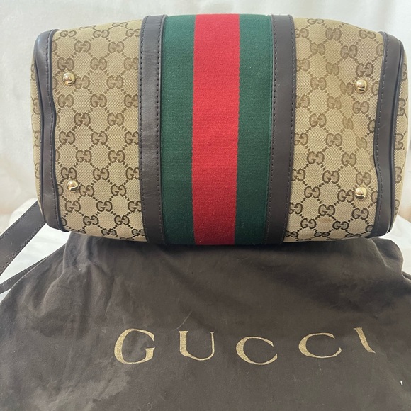 Gucci Boston Beige and Brown Monogram Duffel Bag - Picture 6 of 16